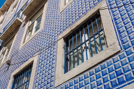 Portuguese Traditional Tiles Exterior Detail Architecture Famous Blue Window Trim Decoration
