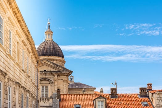 Famous Orange Rooftops of Dubrovnik Croatia Cityscape Aerial View Walking Along Fortress Walls