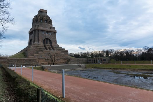 Leipzig Voelkerschlachtdenkmal Monument Battle Military Tower Destination Sights City Germany European Architecture Entrance Front See der Traenen