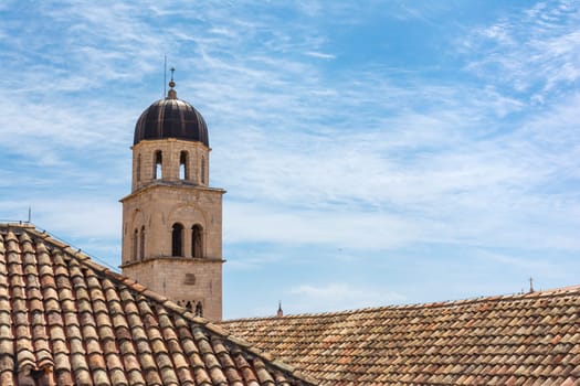 Famous Orange Rooftops of Dubrovnik Croatia Cityscape Aerial View Walking Along Fortress Walls