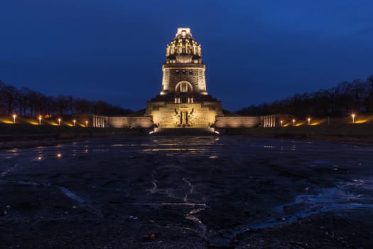 Leipzig Voelkerschlachtdenkmal Monument Battle Military Tower Destination Sights City Germany European Architecture Entrance Front See der Traenen