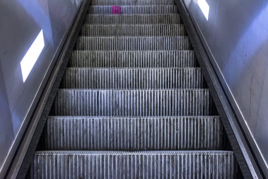 Grungy Dirt Metal Escalator Steps Closeup Depth of Field Machine Texture Background