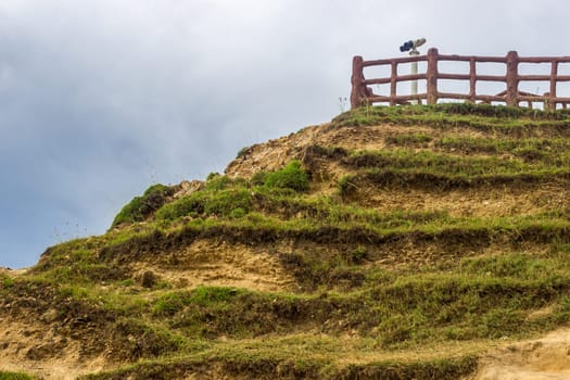 Grassy Cliff with Binoculars Beachy Feel