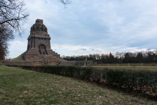 Leipzig Voelkerschlachtdenkmal Monument Battle Military Tower Destination Sights City Germany European Architecture Entrance Front See der Traenen