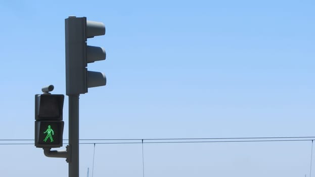 Green Crosswalk Light Isolated Traffic Daytime