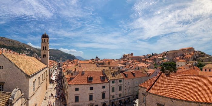 Famous Orange Rooftops of Dubrovnik Croatia Cityscape Aerial View Walking Along Fortress Walls