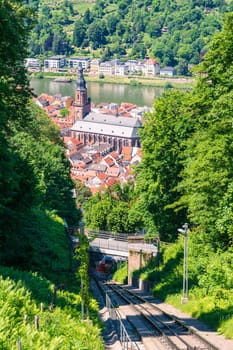 Heidelberg Hills Green Landscape Heiliggeistkirche German Destination Travel Summer Blue Sky Day
