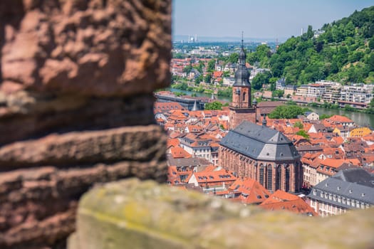 Heidelberg Hills Green Landscape Heiliggeistkirche German Destination Travel Summer Blue Sky Day