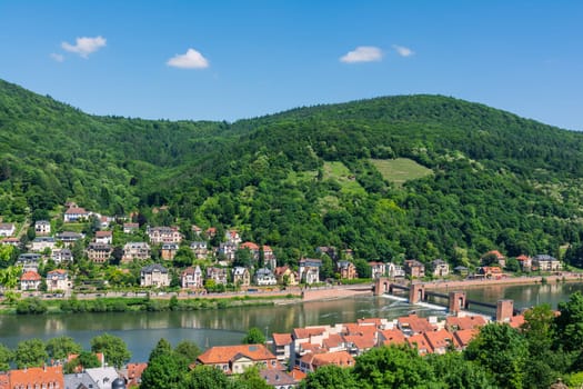 Heidelberg Hills Green Landscape Heiliggeistkirche German Destination Travel Summer Blue Sky Day