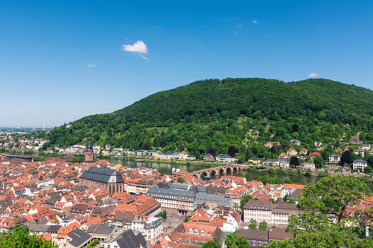 Heidelberg Hills Green Landscape Heiliggeistkirche German Destination Travel Summer Blue Sky Day