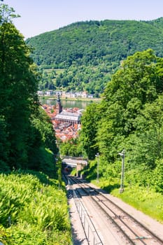 Heidelberg Hills Green Landscape Heiliggeistkirche German Destination Travel Summer Blue Sky Day