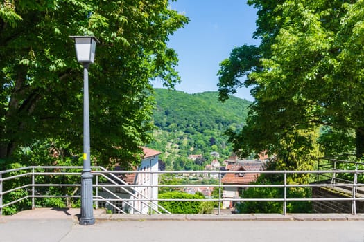 Heidelberg Hills Green Landscape Heiliggeistkirche German Destination Travel Summer Blue Sky Day