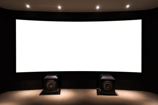 Home Theater Blank Projection Screen White Isolated Clipping Path