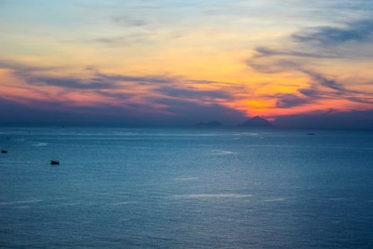 Island Ocean Magical Sunset Asia Vacation Travel Sight Red Orange Purple