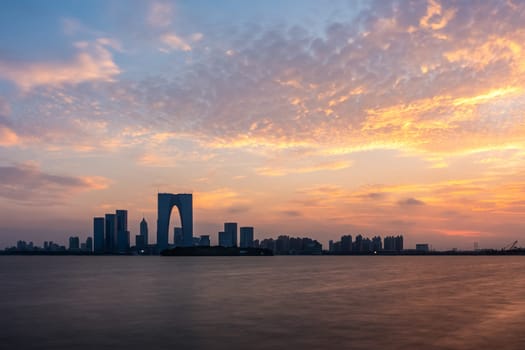 The River Sunset at The Gate of the Orient in Suzhou, China