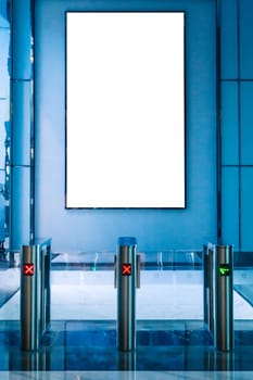 Billboard Rectangular White Mockup in Subway Station