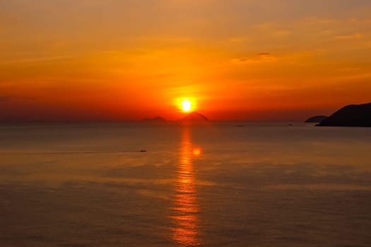 Island Ocean Magical Sunset Asia Vacation Travel Sight Red Orange Purple