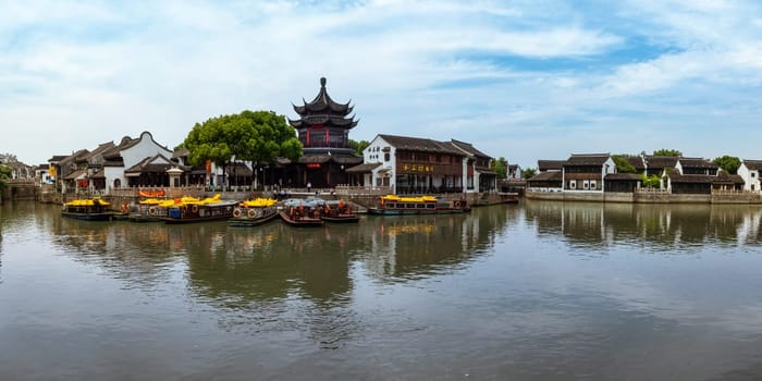 Traditional Architecture and Beautiful Scenery in Shan Tang Jie in Suzhou, China on June 2nd, 2018