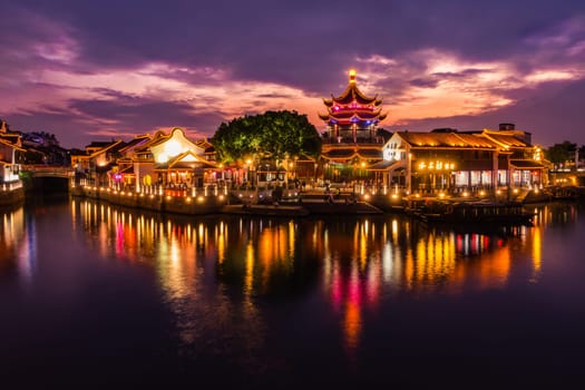 The River Sunset at Shan Tang Jie in Suzhou, China on June 2nd, 2018