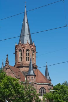 Karlsruhe Christuskirche Cathedral Christian Church Tower Spire German European Religion