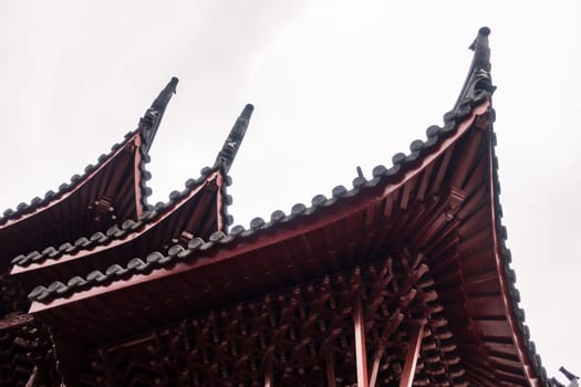 Ancient Chinese Temple Architecture Overcast Travel Location