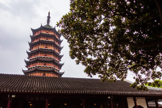 Ancient Chinese Temple Architecture Overcast Travel Location