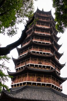 Ancient Chinese Temple Architecture Overcast Travel Location