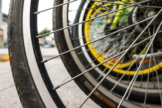A Close-up of Bicycle Wheel