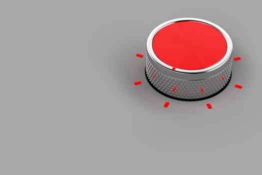 Control knob for variety of devices on grey background, 3D illustration
