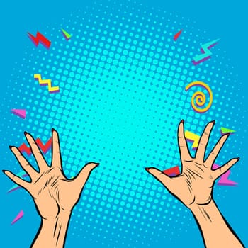 woman hands fingers high five. Pop art retro vector illustration