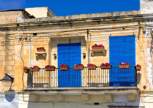 Coloful architecture of a house in Marsaxlokk, Malta.