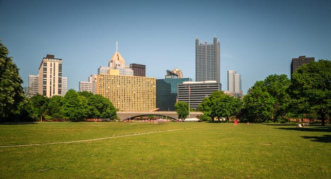 View of downtown Pittsburgh skyline from Point State Park