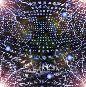 Sci -fi. Atom and electrons model