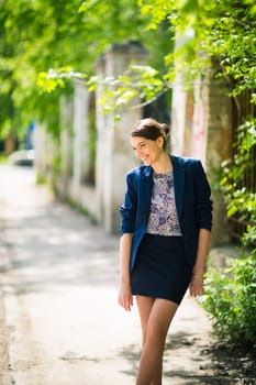 Portrait of beautiful young woman at outdoors