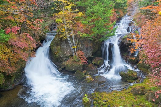 Ryuzu Waterfall means "dragon head waterfall"" in Japanese. The name comes from the shape of the falls, which resembles the head of a dragon. The waterfall is located on Yukawa River, shortly before the river discharges into Lake Chuzenji. This photo was shot in autumn"