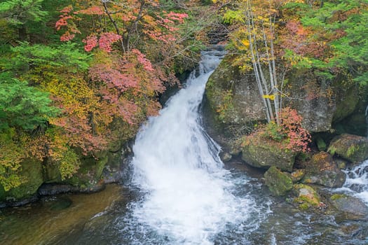 Ryuzu Waterfall means "dragon head waterfall"" in Japanese. The name comes from the shape of the falls, which resembles the head of a dragon. The waterfall is located on Yukawa River, shortly before the river discharges into Lake Chuzenji. This photo was shot in autumn"