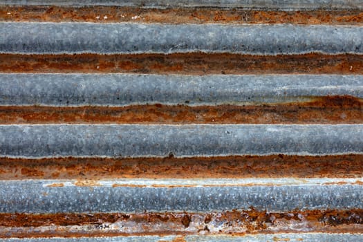 Rusty old corrugated sheet iron in Detail