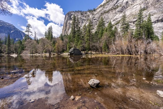 Mirror Lake at Yosemite Valley national Park in California San Francisco USA