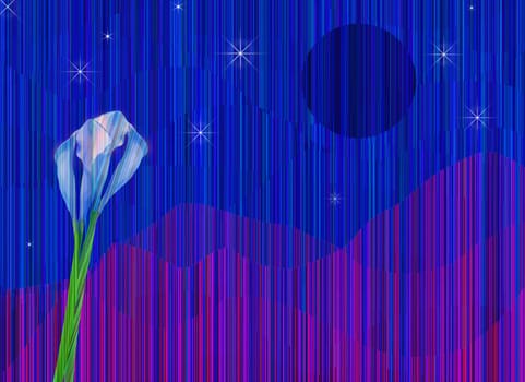 Linear abstract with white flowers