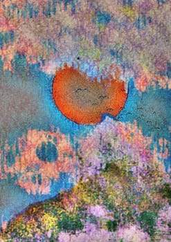 Abstract orange sunset. Textured design