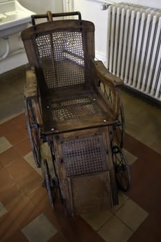Old hospital wheelchair, chair detail for the disabled