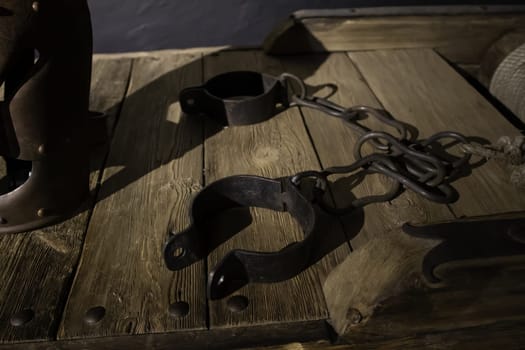 Medieval instrument of torture, detail of torture in the inquisition