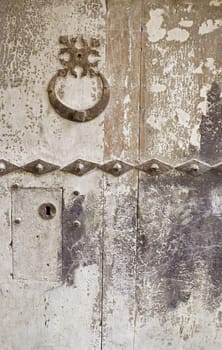 Door and lock old and aged wood, construction and architecture