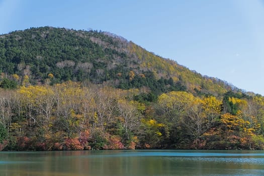 Lake Yunoko is a small lake located just north of Senjogahara marsh and it is located about 6 km north-northwest of Lake Chuzenji. This photo was shot in autumn.