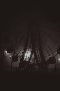 Horror scene of a autumn fog. LIGHTING FILM NOIR STYLE