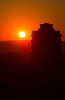 Colorful of city sunset