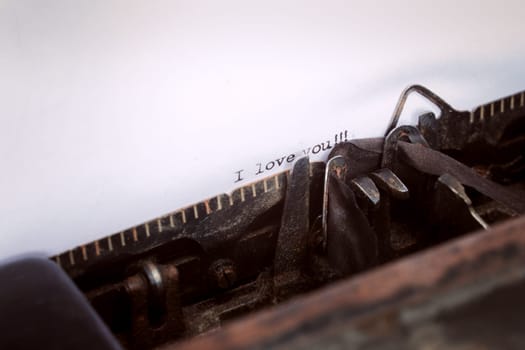 I love you message type on old typewriter