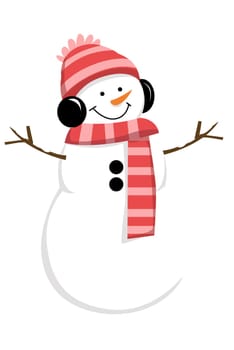 snowman frost scarf winter season christmas illustration
