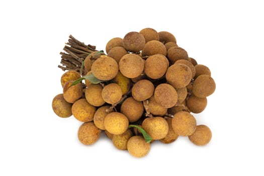 Longan Fruit On White Background, bunch of lamyai close up