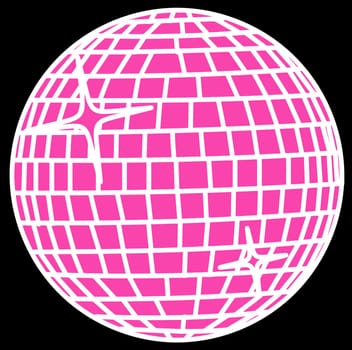 pink disco ball party glowing illumination sphere illustration